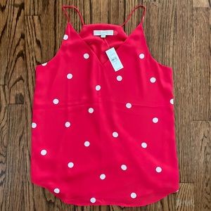 NWT LOFT Women’s Red and White Polka Dot Camisole